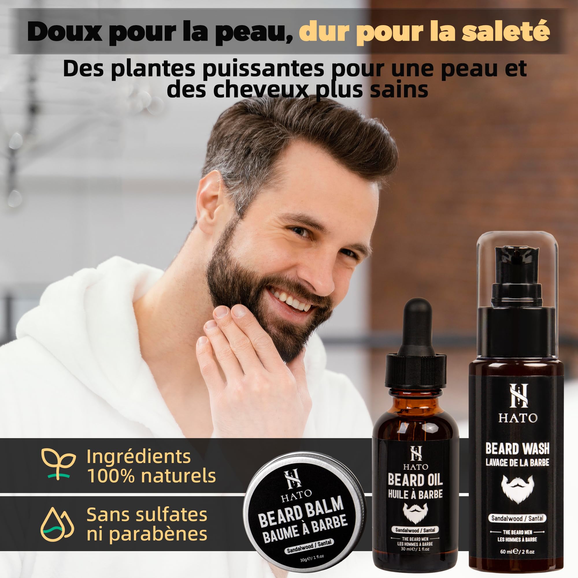 HATO Beard Kit, zestaw do pielęgnacji brody dla mężczyzn, L'Homme à Barbe