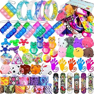 53 Pcs Party Favors for Kids,Pop Fidget Toys,Treasure Box Toys for Classroom Prizes,Pinata Filler Goodie Bag Stuffers,Prize Box Toys,Carnival Prizes for Boys and Girls,Treasure Chest, Bulk Small Toys