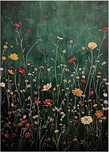 Rompecabezas de flores vintage de primavera de 1000 piezas para adultos, rompecabezas de arte colorido de flores silvestres y naturaleza,