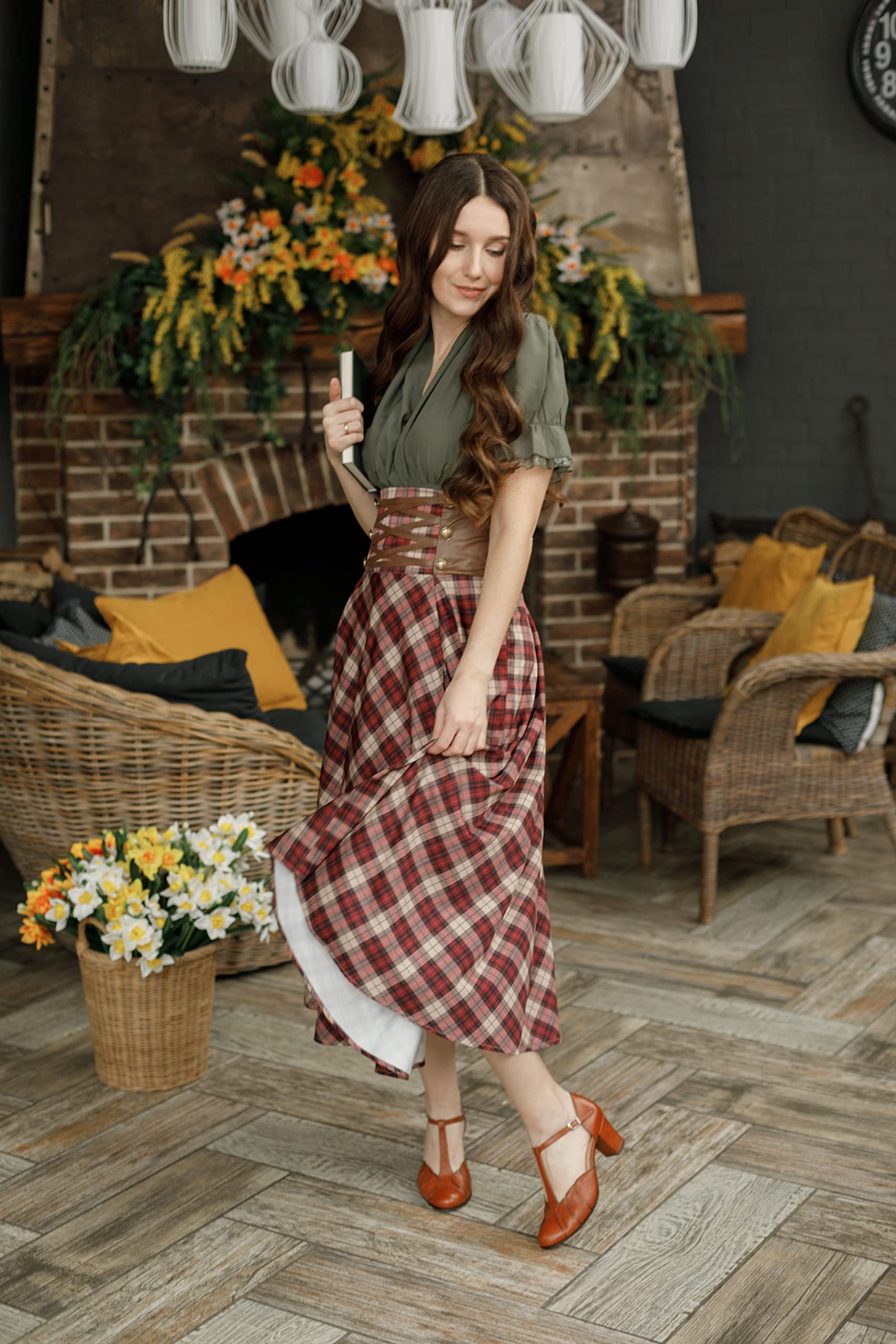 SCARLET DARKNESS Donna Camicia Vittoriana Gotico Camicetta in Pizzo Scollo a V Renaissance Tops | Maniche corte con volant, scollo a V, allacciatura sulla schiena
