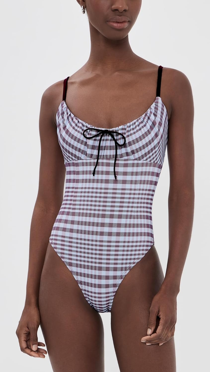 Good American Women's Plaid Drawstring Swimsuit - Image 5