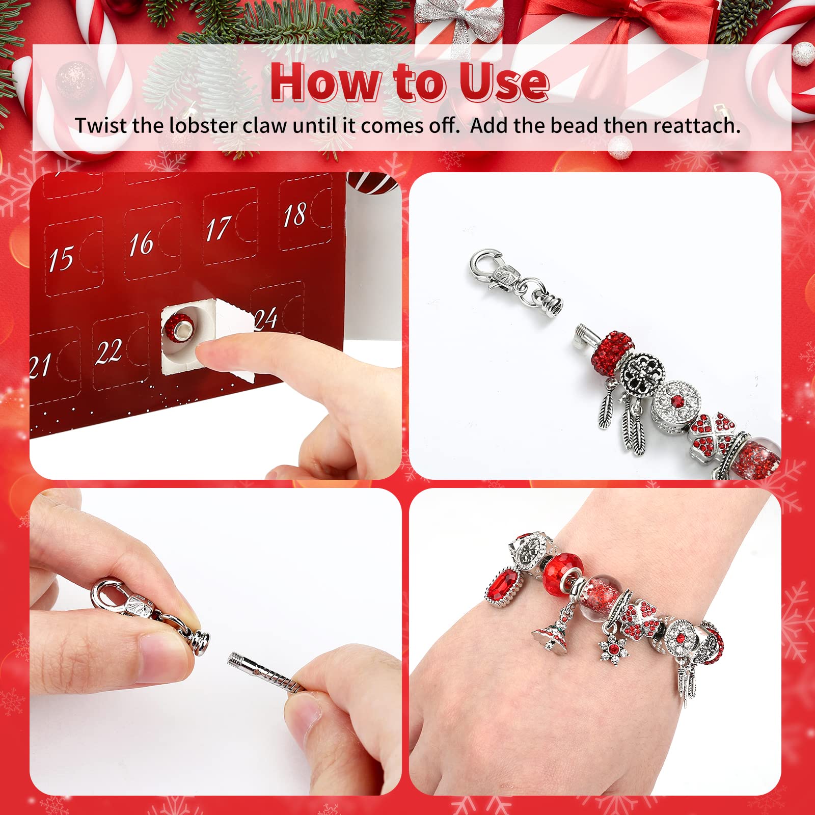 Naler Calendario Avvento 2025 Donna Calendario Gioielli Calendario dell Avvento Fai da Te 22 Perline + 1 Collana + 1 Bracciale Regali Natale per Ragazza Donna