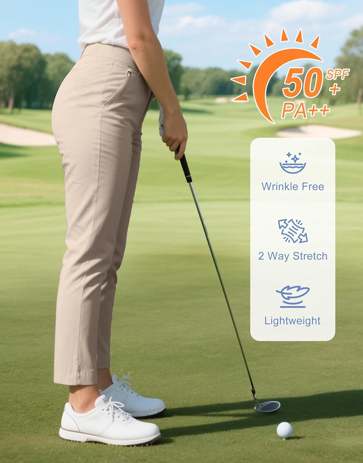 Pioneer Camp Womens Golf Pants with Zip Pockets High Waisted Stretch 7/8 Ankle Dress Work Business Casual Slacks Travel Pants - Image 5