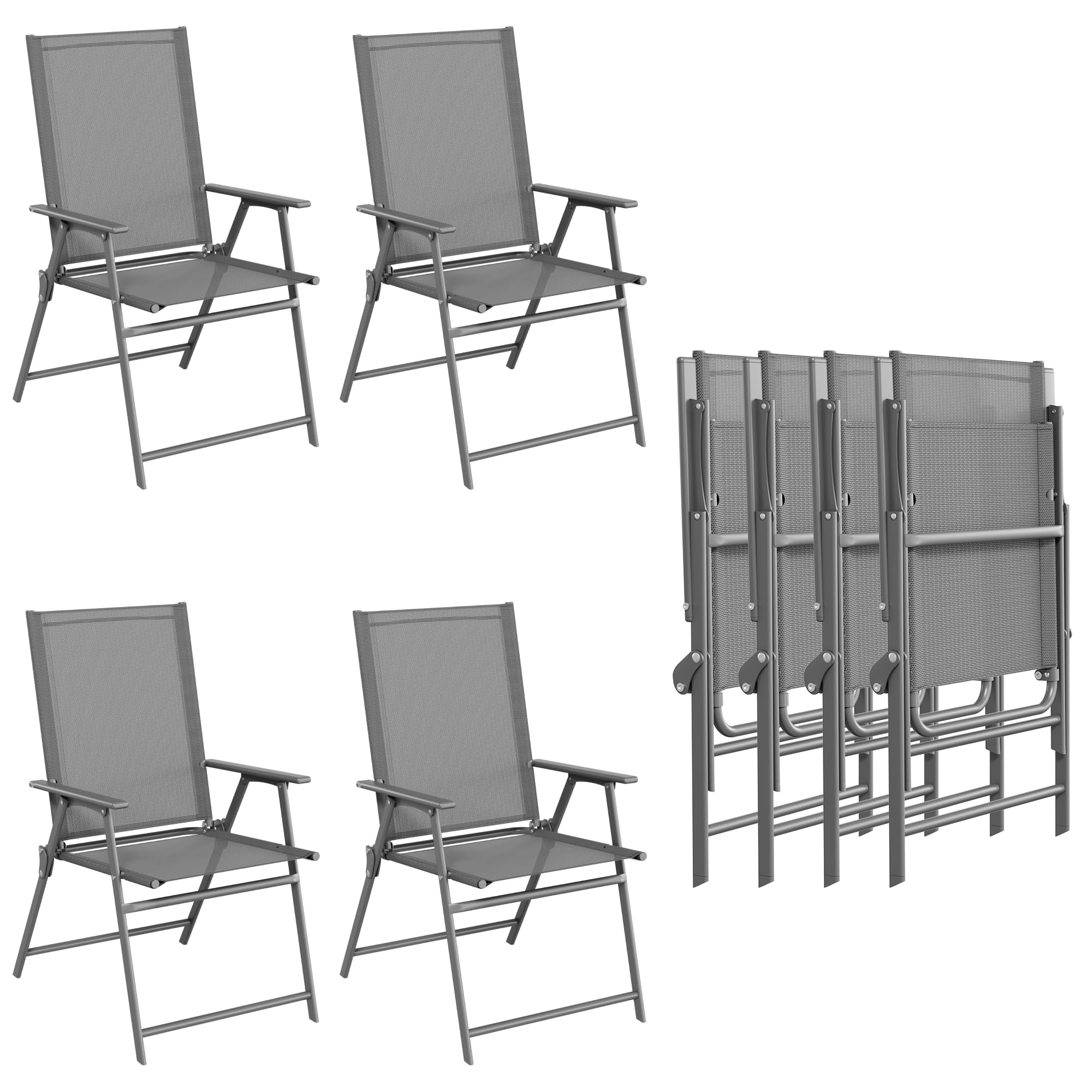 TLSUNNY Patio Folding Chair Set, Outdoor Garden Chair Showerproof Textilene