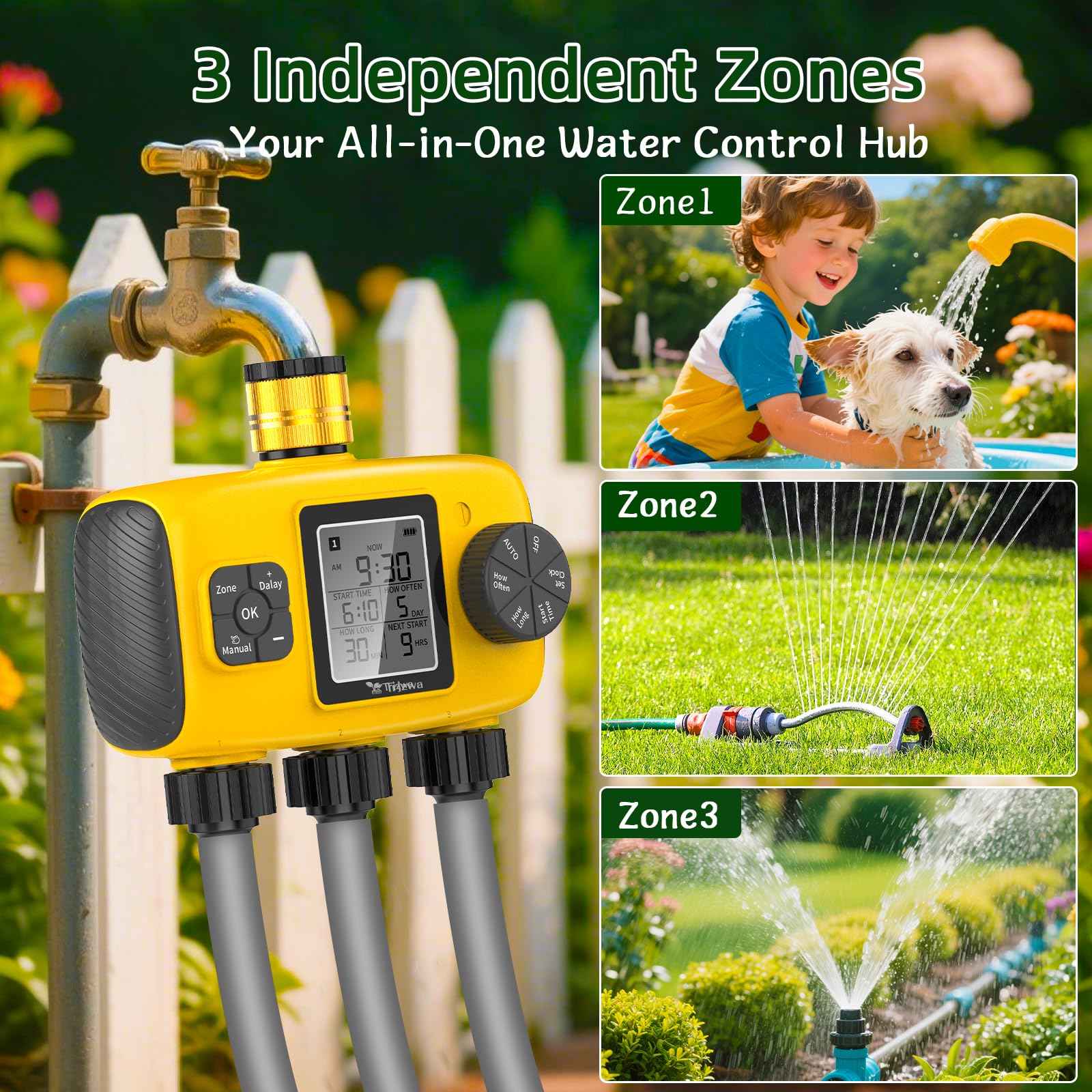 Programmateur Arrosage Automatique 3 Sorties IP55 Jardin