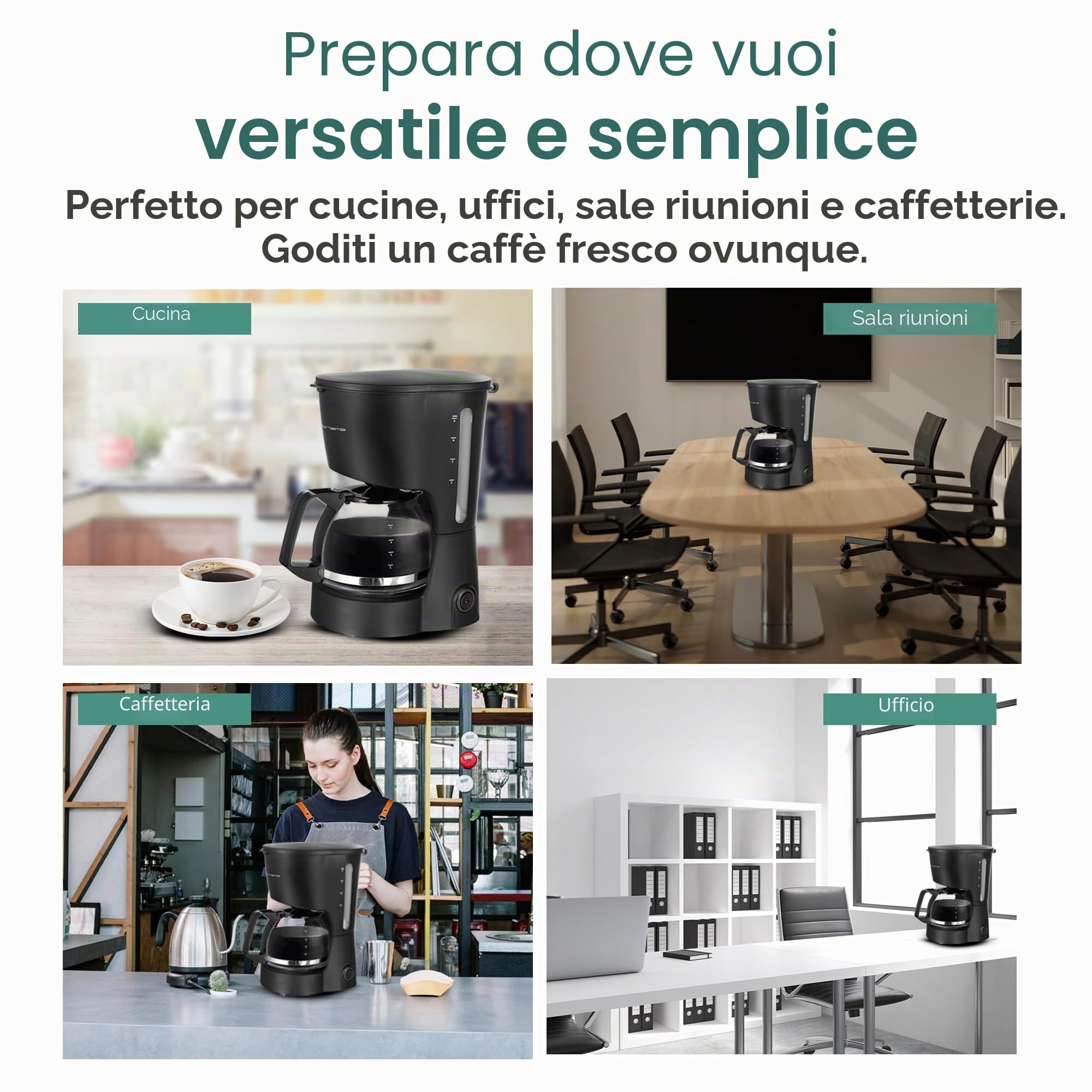 Emerio CME-116801 - Caffettiera in vetro da 0,6 l, per fino a 5 tazze di caffè fresco, filtro permanente rimovibile, funzione antigoccia, 40 minuti, spegnimento automatico, 600 Watt, senza BPA,