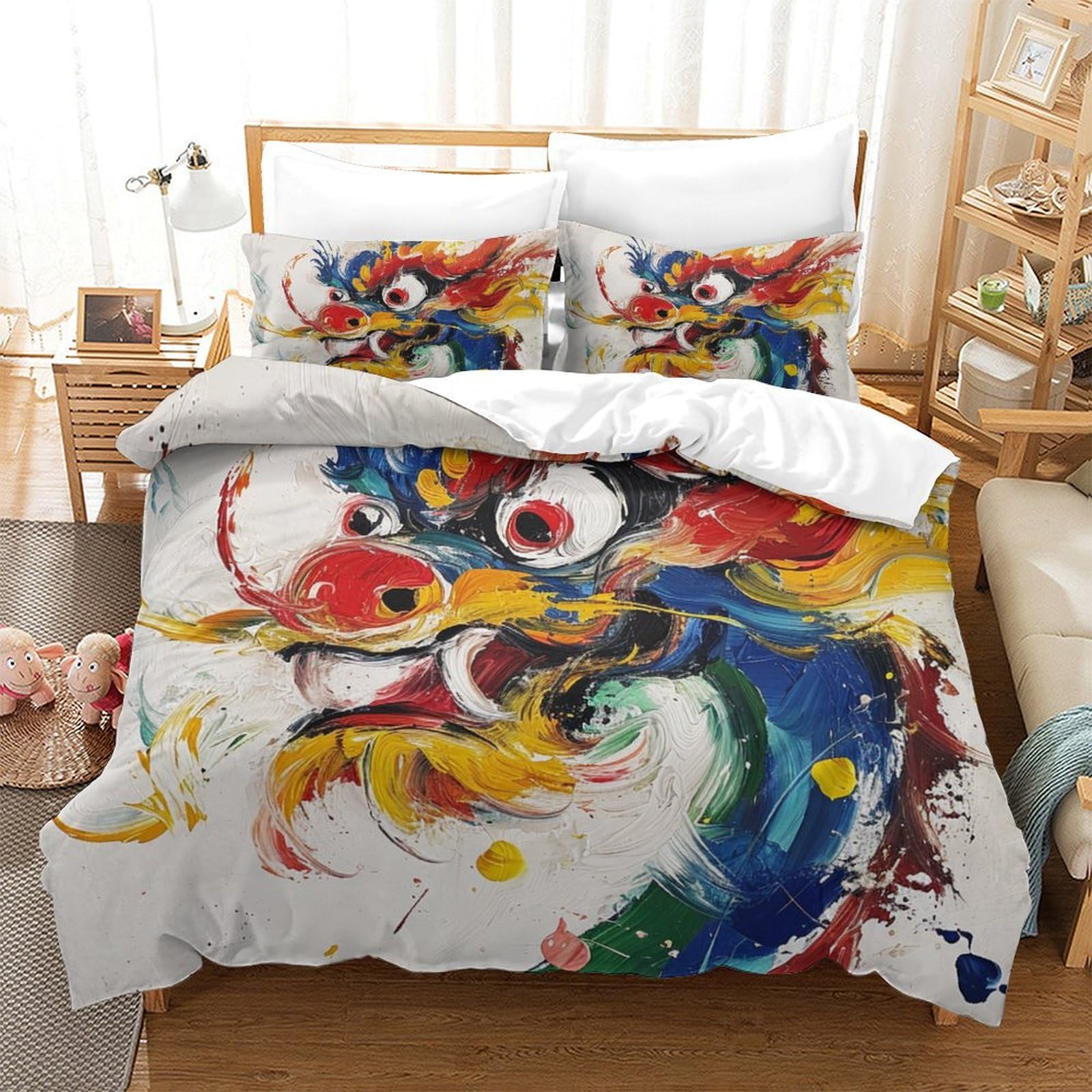 Housse de couette dragon fantastique cadeau pour lit ado 260x220cm