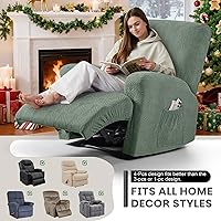 Vista 5 de VANSOFY Fundas para sillas reclinables, 4 piezas, elásticas, de tela jacquard, suave funda para silla reclinable, protector de muebles con parte