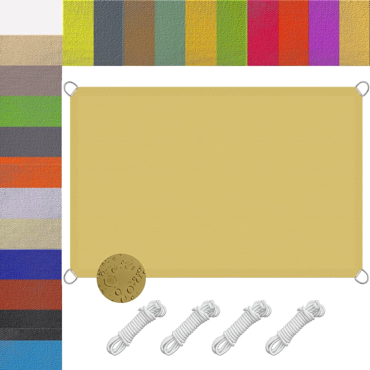Voile d'ombrage rectangulaire anti-UV et indéchirable pour balcon et terrasse