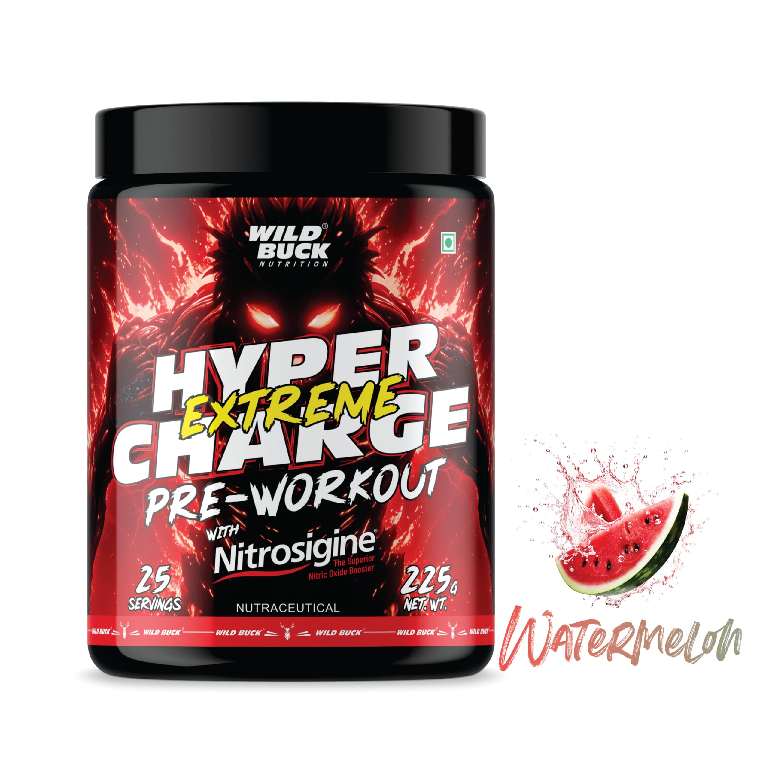 Wild Buck Hyper Charge Extreme Pre-Workout with Nitrosigine® – High Stim Energy, Pump, Strength & Focus | Energy Drink with– Beta-Alanine, L-Citrulline, Creatine, Caffeine, L-Theanine – Nitric Oxide Booster | Physical Performance for Gym or Sports [225g - 25 Servings, Watermelon] — Amazon image 6