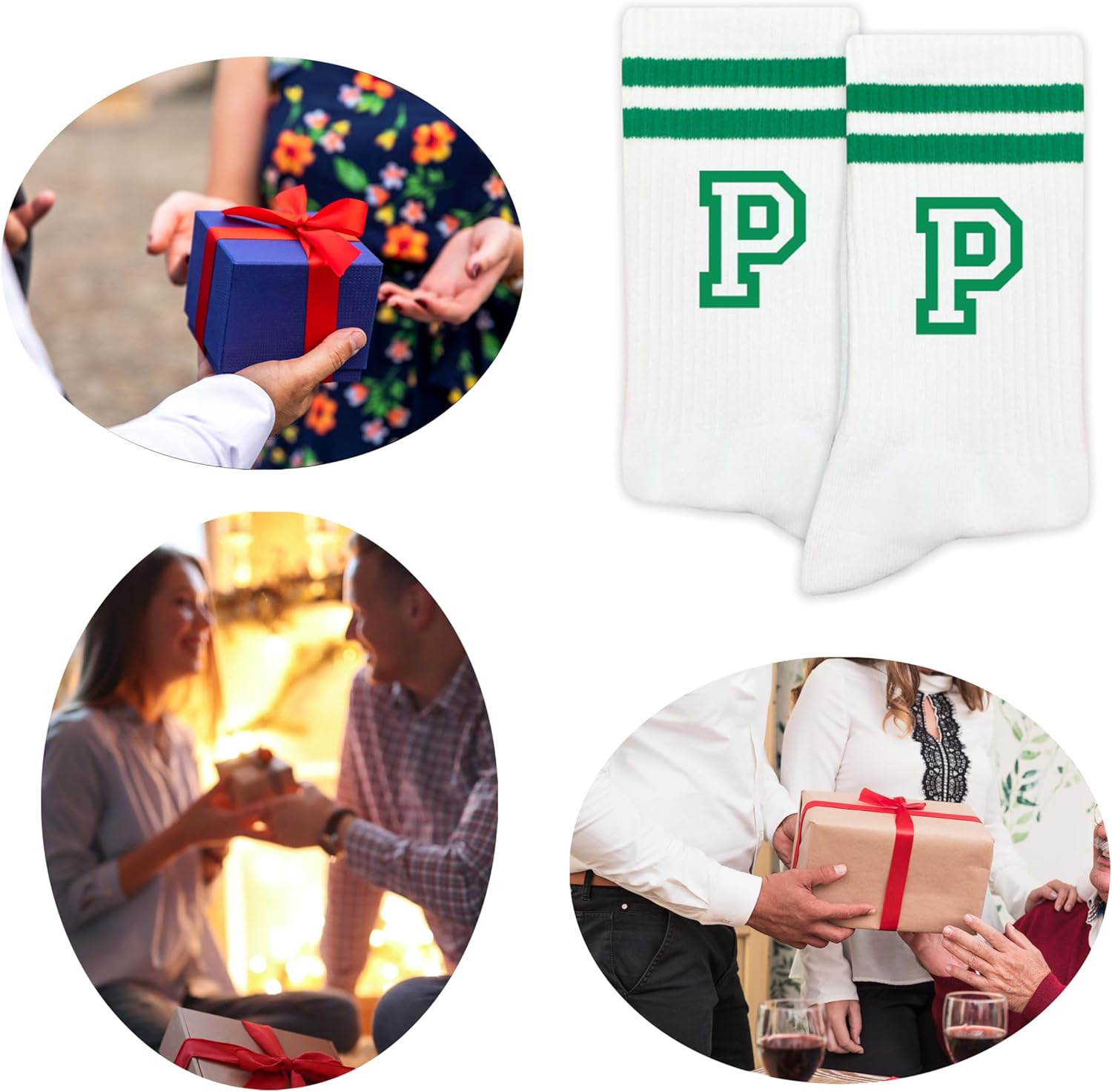 Striped Initial Socks with the Letter in Green, St. Patricks Day Socks Gifts for Family Friends, etc. - Image 5