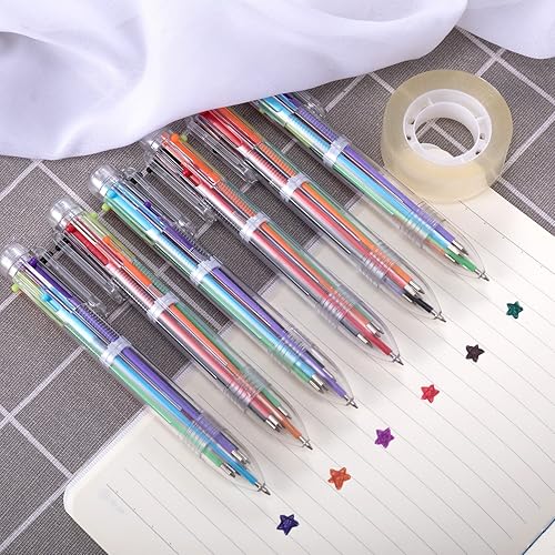 Miniatura 7 de favide Paquete de 6 bolígrafos multicolor 6 en 1 de 0.020 in, bolígrafos retráctiles de 6 colores para suministros escolares de oficina, regalo para