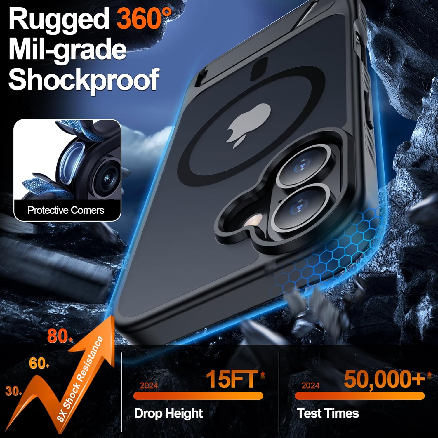 for iPhone 16 Plus Case with Kickstand,[Compatible with Magsafe] Slim Translucent Matte Military-Grade Protection & Anti-Yellowing,Magnetic Phone Case for iPhone 16 Plus,Black - Image 6