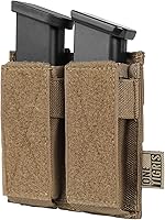 Vista 10 de OneTigris Tactical Double Pistol Mag Pouch,Open-Top Molle Mag Pouch for 9mm M4/M16/AR/AK, Magazine Pouch with Quick Release Insert