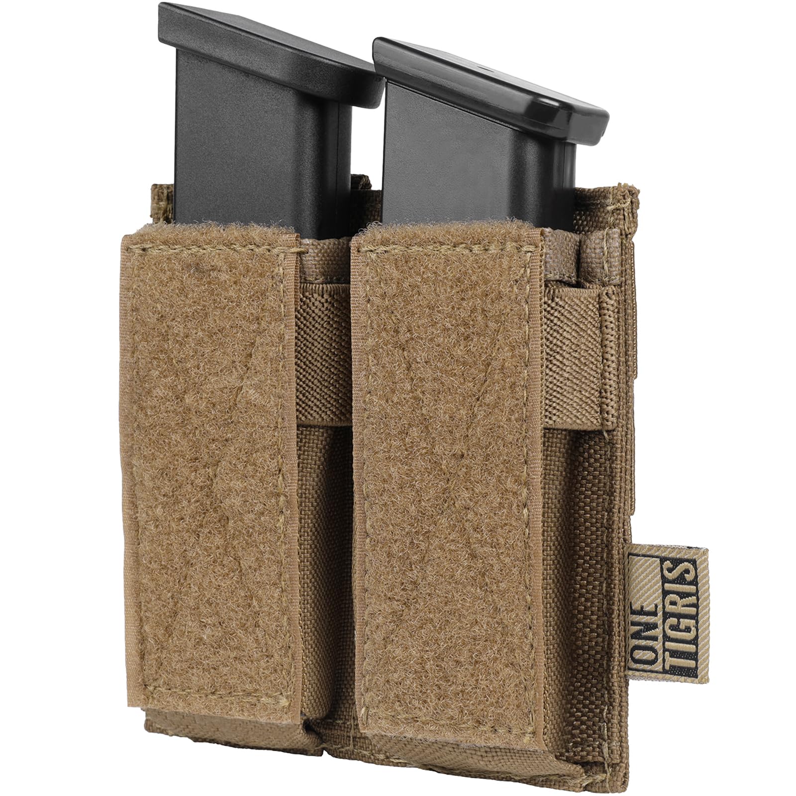 OneTigris Tactical Double Pistol Mag Pouch,Open-Top Molle Mag Pouch for 9mm Glock M4/M16/AR/AK, Magazine Pouch with Quick Release Insert
