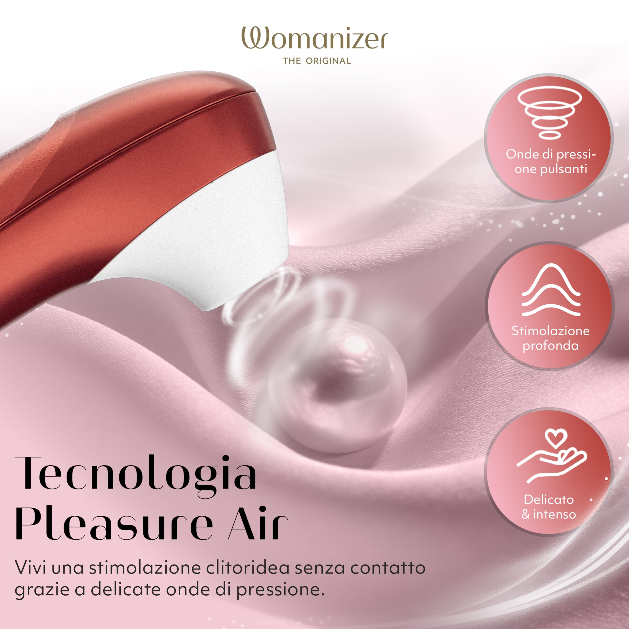 Womanizer Pro Succhia Clitoride Giocattolo per adulti | Vibratore per Donne & Coppie | Stimolatore Clitorideo 11 Velocità di Aspirazione | Massaggiatore Impermeabile per Stimolazione Intima | Rosso