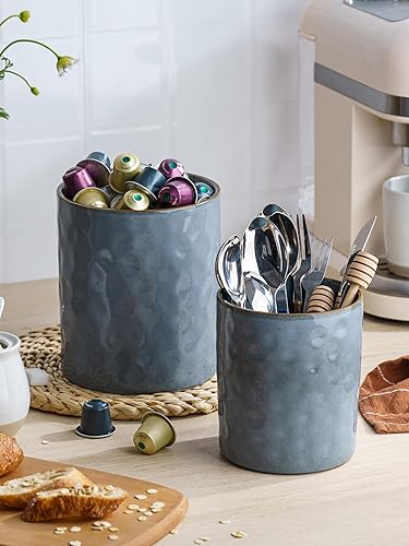 Miniatura 3 de famiware Soporte para utensilios de cocina, 7.2 + 5.8 pulgadas, de cerámica, para encimera, 2 utensilios de cocina, organizador de utensilios para