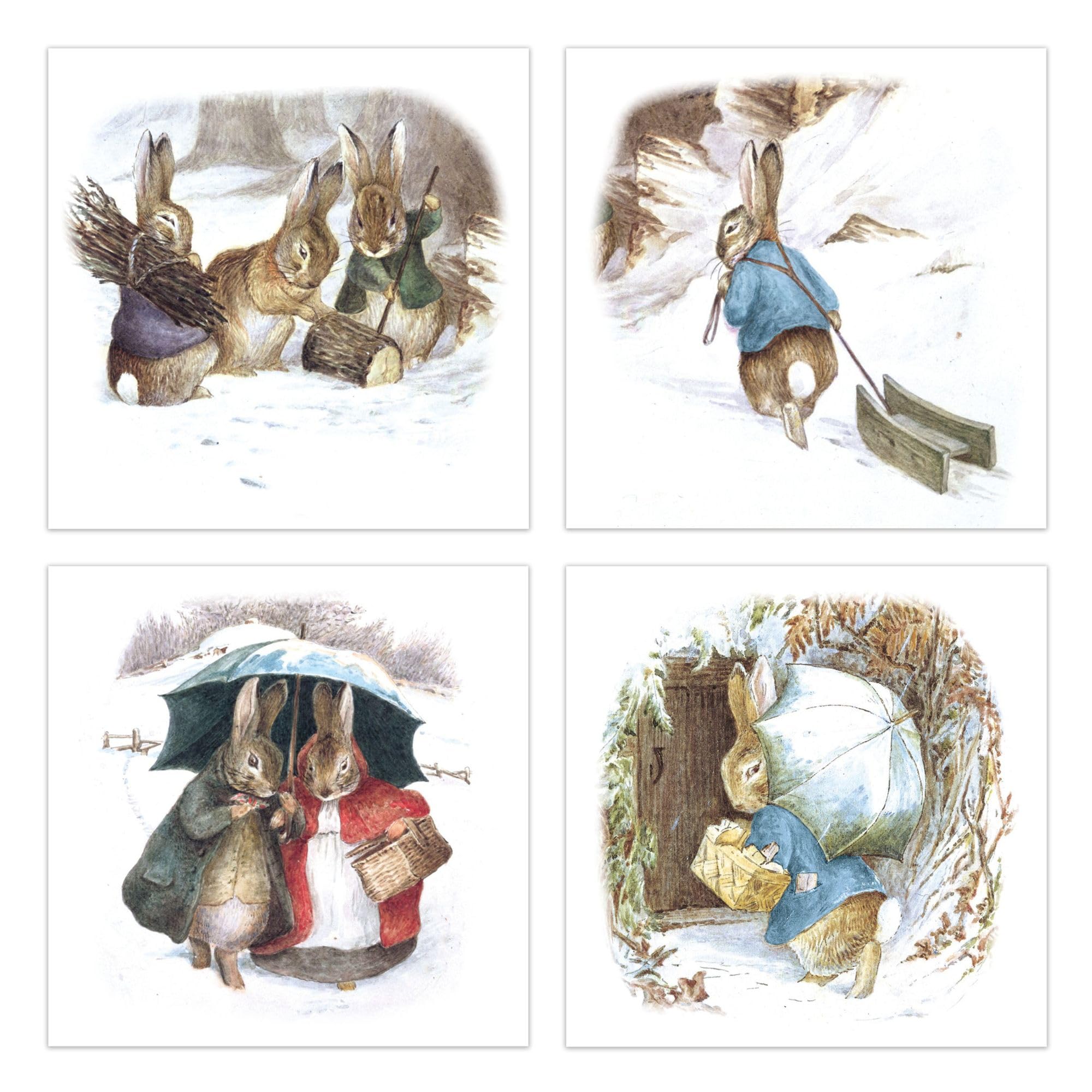 Museums & Galleries Christmas Cards Pack of 16, Peter Rabbit Winter Scenes