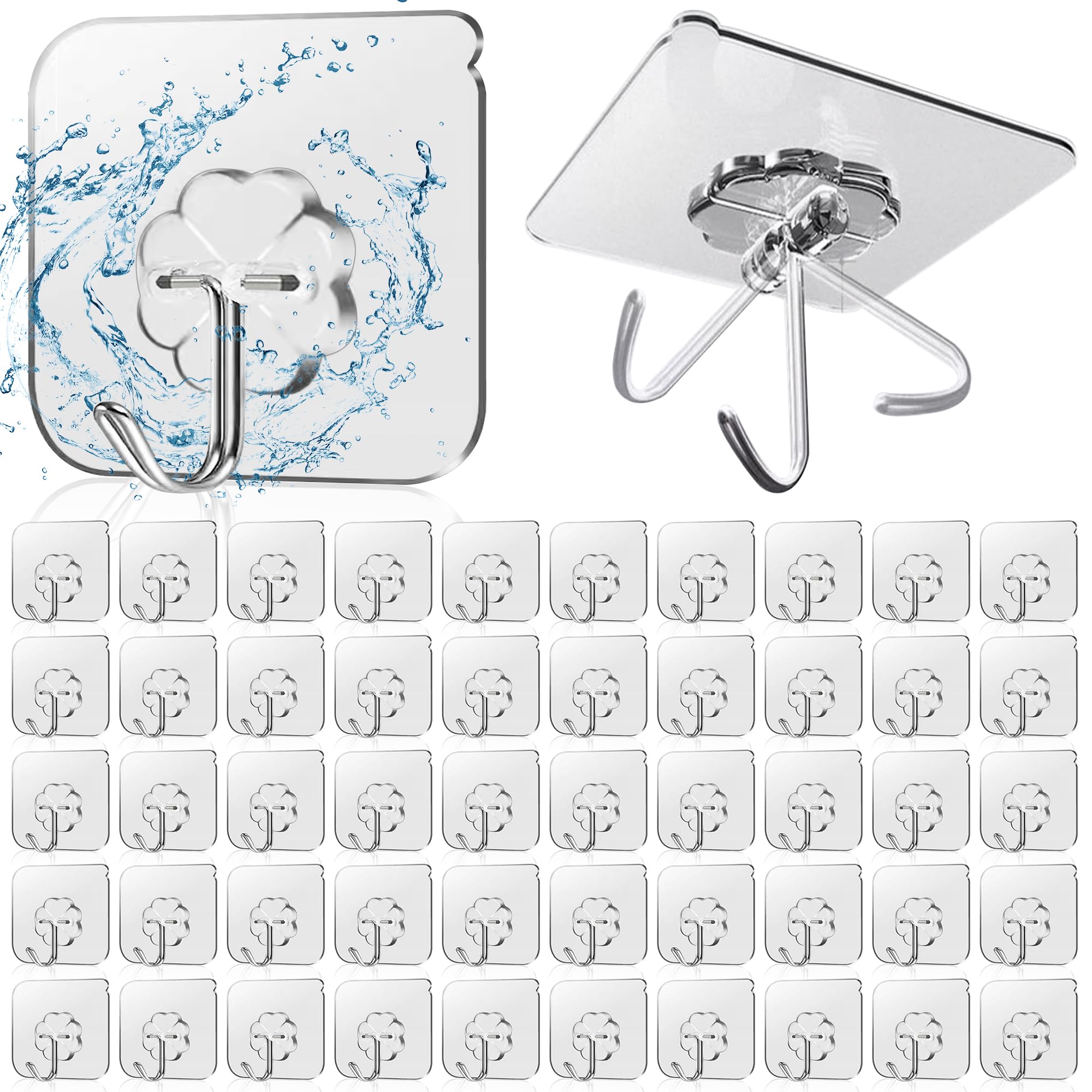 Lahedomege 50 Pack Sticky Hooks - home storage hooks | Mubboo
