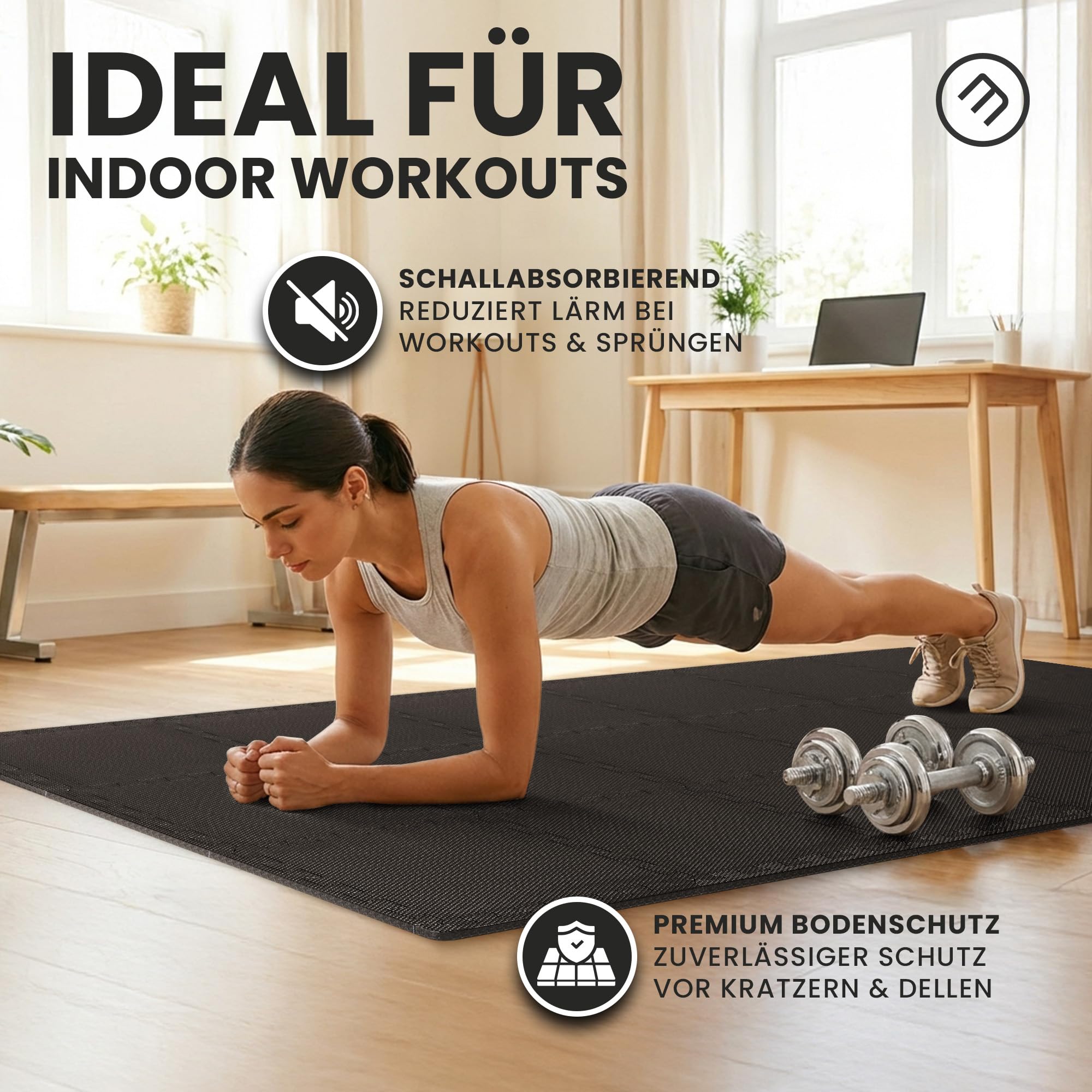 bemaxx Bodenschutzmatte Fitness - Sportmatte Fitnessmatte Gymnastikmatte Puzzlematte Yogamatte Turnmatte Trainingsmatte Spielmatte Fallschutzmatte Laufbandmatte - Gym Workout Pool Garage