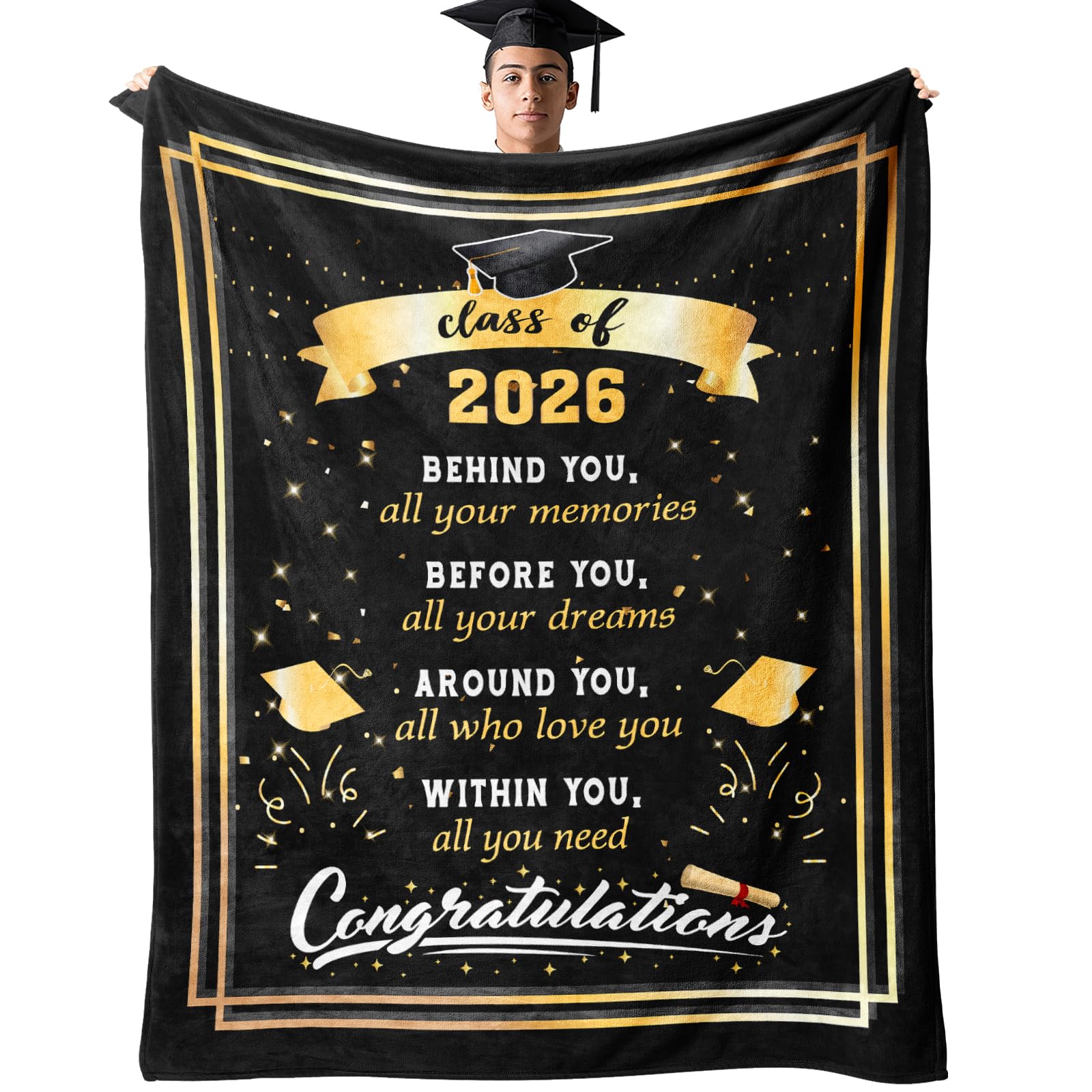 Graduation Gifts 2026 Throw Blanket 60" x 50", Graduation Gifts for Her/Him/Girls/Boys, Class of 2026 Graduation Gift, High School/College/Masters
