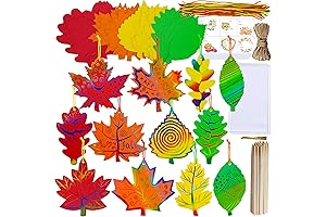 Winlyn's 48 Units Scratch Art Fall Leaves Craft for Kids Thanksgiving Classroom Party Favors