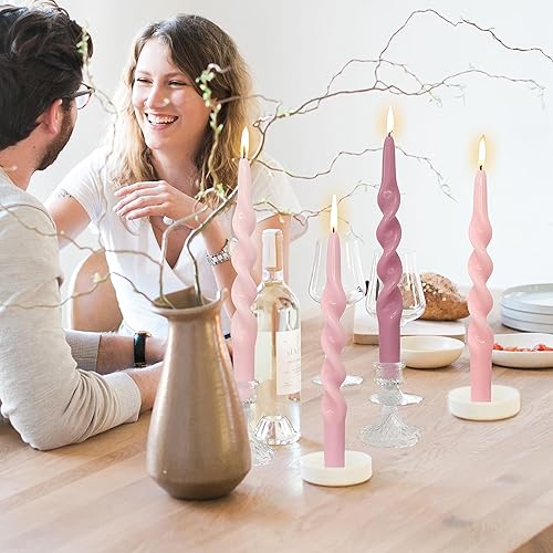 Miniatura 203 de Vela cónica en espiral torcida de 10 pulgadas, velas de colores sin perfume, velas altas sin humo para el hogar, vacaciones, boda, fiesta