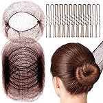 Fandamei Hair Accessories Set: 20PCS Mesh Hair Nets Invisible and 40PCS U Shaped Hair Pins for Women, Girls, Ballet Bun Maker & Dance (Hair Nets- 20 inch(50cm), Hair Pins- 2.4 inch(6cm)), Brown