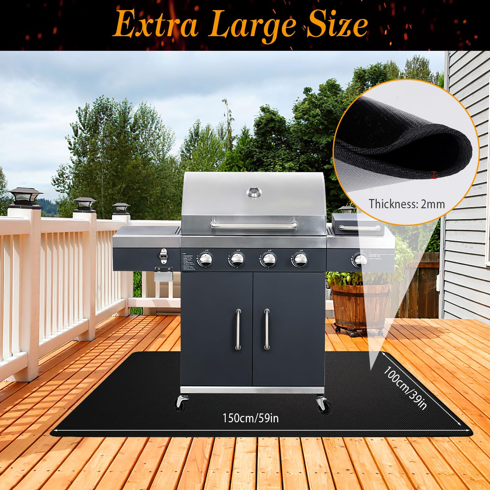 Tapis De Sol Pour Barbecue, Coussin De Barbecue à Gaz Extérieur Noir