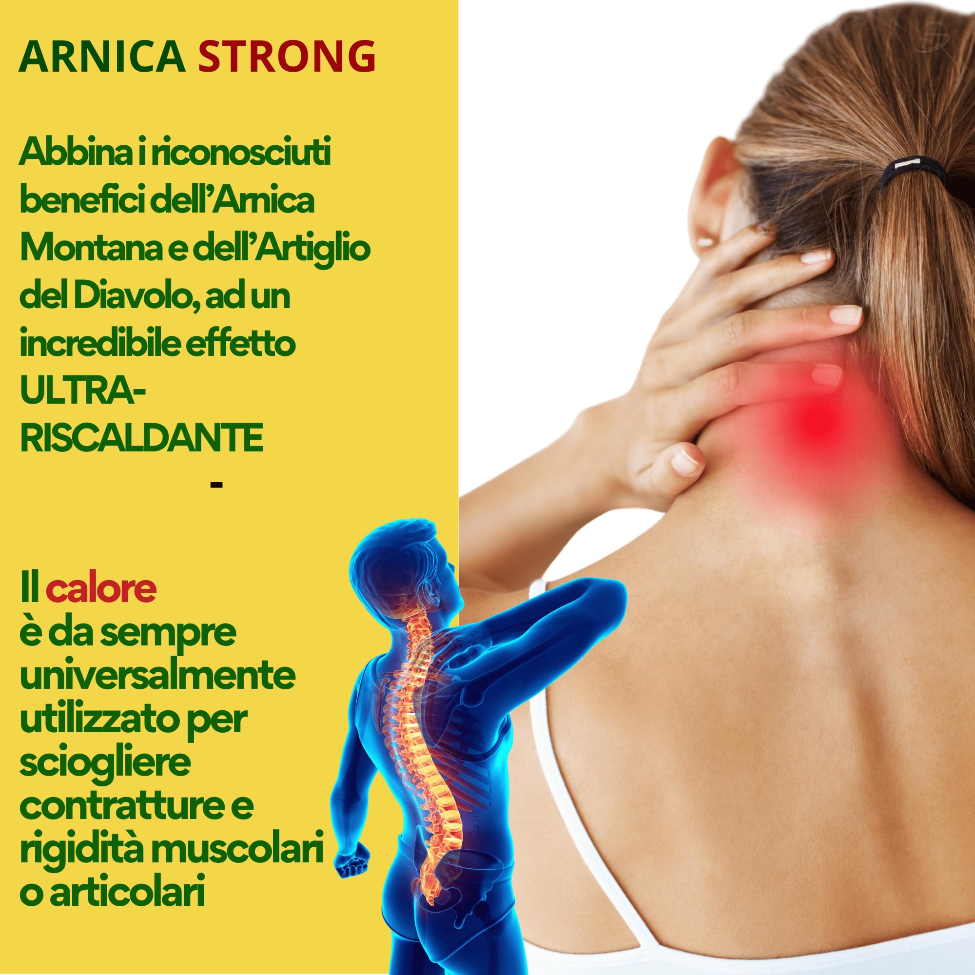 Arnica gel Forte - Arnica Per Cavalli Uso Umano 99% e Artiglio Del Diavolo forte crema riscaldante muscoli sportiva per massaggio cervicale e lombare-ImmunoSTRONG