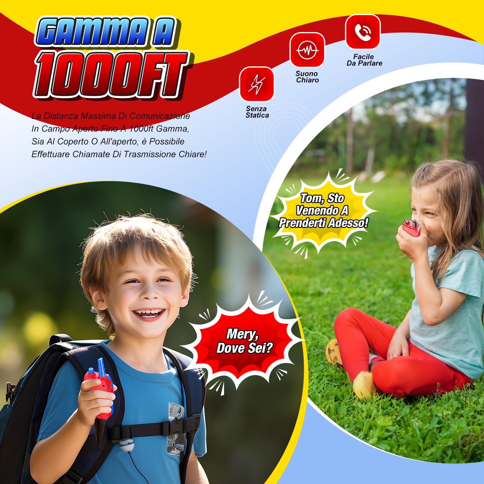 Toyokid Giochi Bambini 3 4 5 6 7 8 9 10 Anni, Walkie-Talkie Regalo Bambino 3 4 5 6 7 8 9 10 Anni Maschio Walkie Talkie Bambini Giochi da Esterno Giocattoli per Bambini Gadget Compleanno Bambini