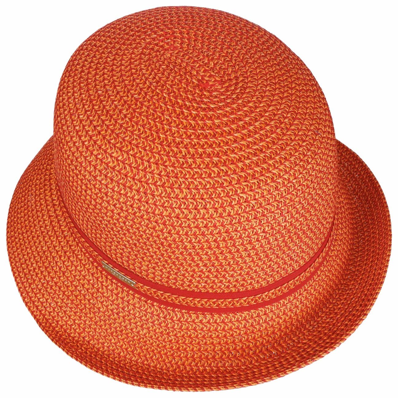 Seeberger Gavia Campana Sombrero de paja Sombrero de Verano Sombrero de Mujer Sombrero de Campana Sombrero de Jardín Mujer - Con Cinta De Grosgrain Verano Primavera-Verano - Talla Única Rojo
