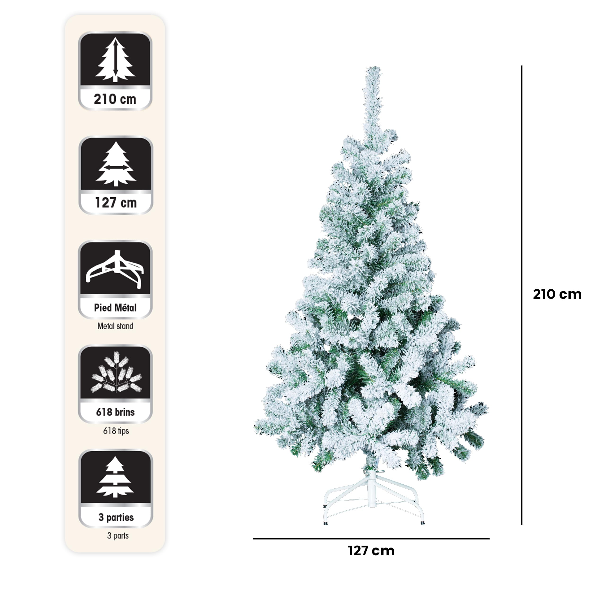 FEERIC CHRISTMAS sztuczne choinka bożonarodzeniowa ENNEIGE - FLOKA - 2M10 618 gałęzi - Nowy model 2012-2013