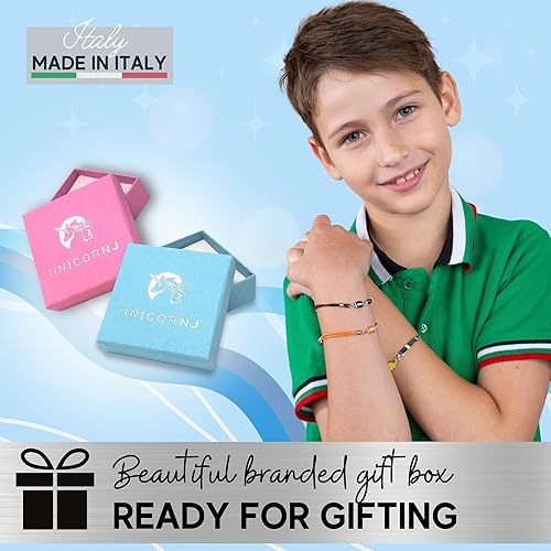 Miniatura 5 de UNICORNJ 925 Italy Sterling Silver Child or Baby Name Bracelet Girls Boys, Personalized Engraved Kids ID Bracelets, 6.5" Figaro Chain, Enamel Charm