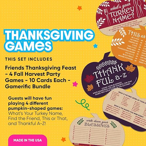 Miniatura 2 de Big Dot of Happiness Friends Thanksgiving Feast - 4 juegos de fiesta de amigos - 10 cartas cada uno - Paquete Gamerific