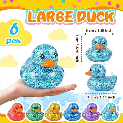 Miniatura 2 de Deekin 6 piezas de patos de goma multicolor surtidos de patos a granel chirriantes de goma para niños, baby shower, piscina, aula, verano, playa,