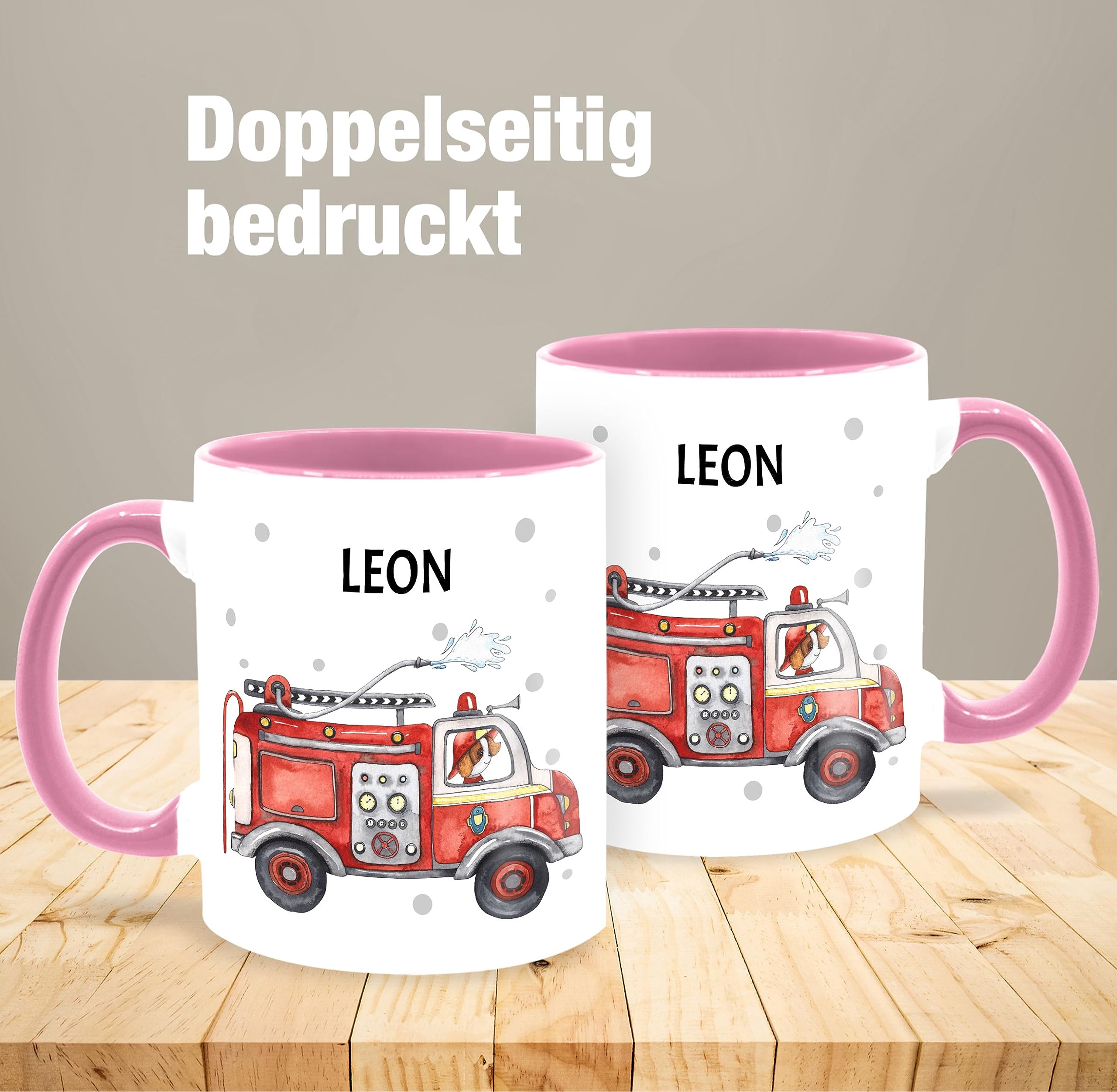 Emaille Tasse Mit Feuerwehrauto Motiv – 300 Ml, Robuste Blechtasse Mit Namenspersonalisierung