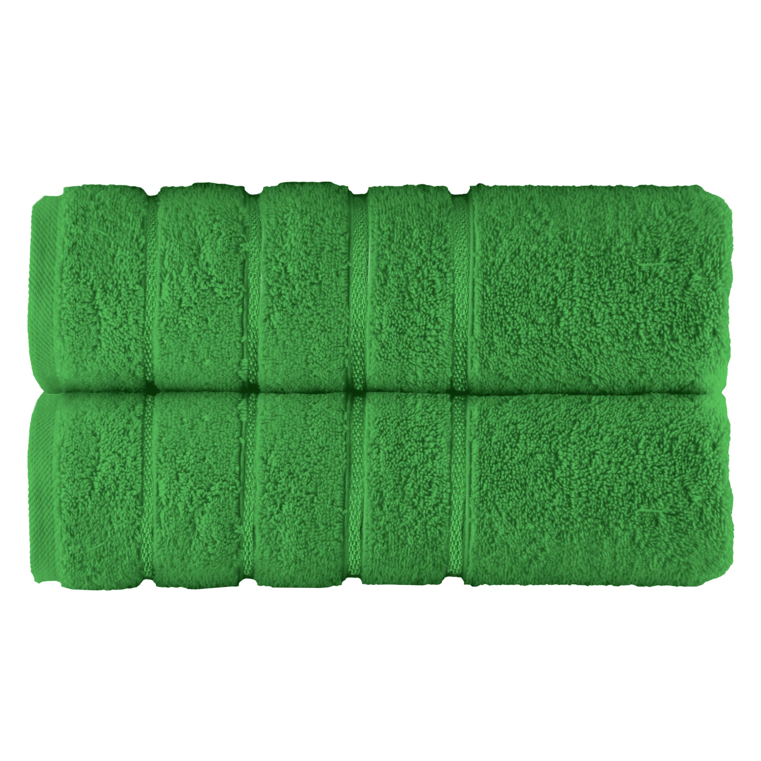 Elegant Comfort 100% Turkish Cotton 4 Lines Viscose Stripe Luxury 2 Pack Bath Towel Set 27 x 54 Inch - Super Soft and Highly Absorbent Premium Hotel Spa Quality Towels for Bathroom Use, Emerald Green