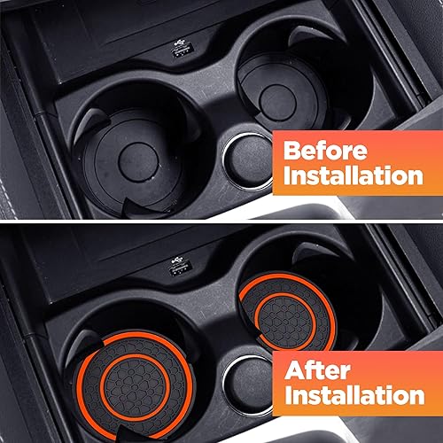 Miniatura 6 de 2 posavasos universales para auto, antideslizantes, antipolvo, 2.75 pulgadas, adecuados para la mayoría de interiores de automóviles (naranja)