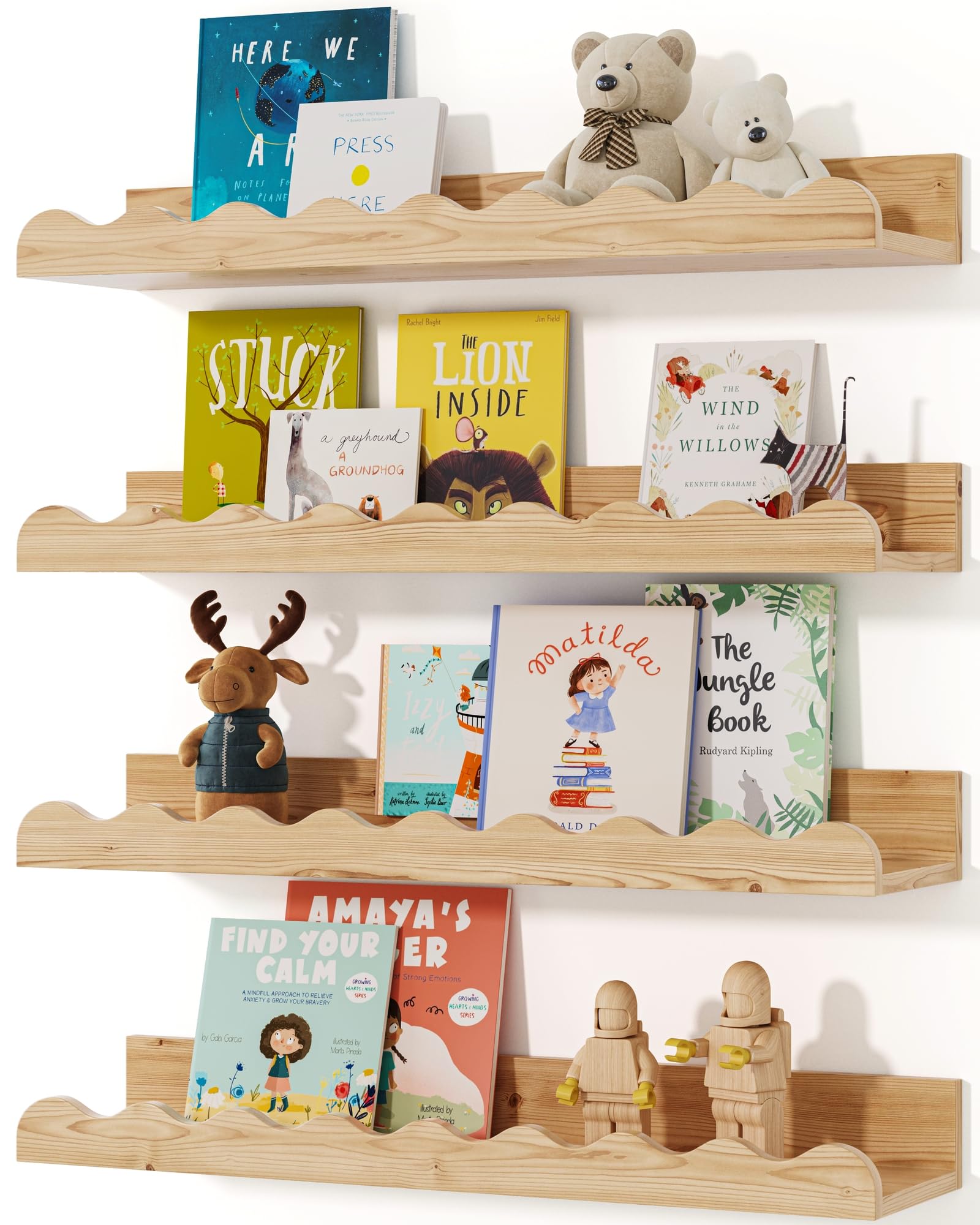 Snapklik.com : Seocry Kids Bookshelf Set Of 4 - Wood Floating Nursery ...