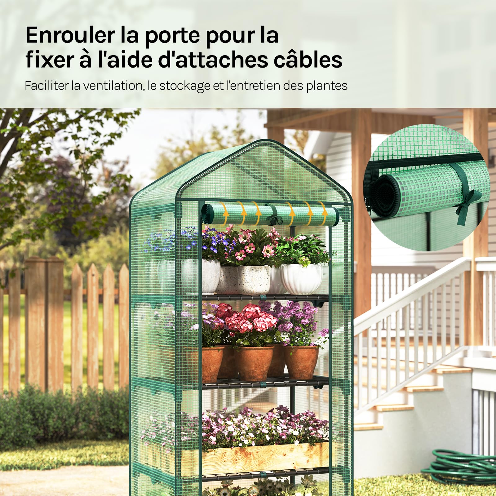 WOLTU Serre de Jardin, 4 Étagères Métalliques, Vert, 69x49x158cm
