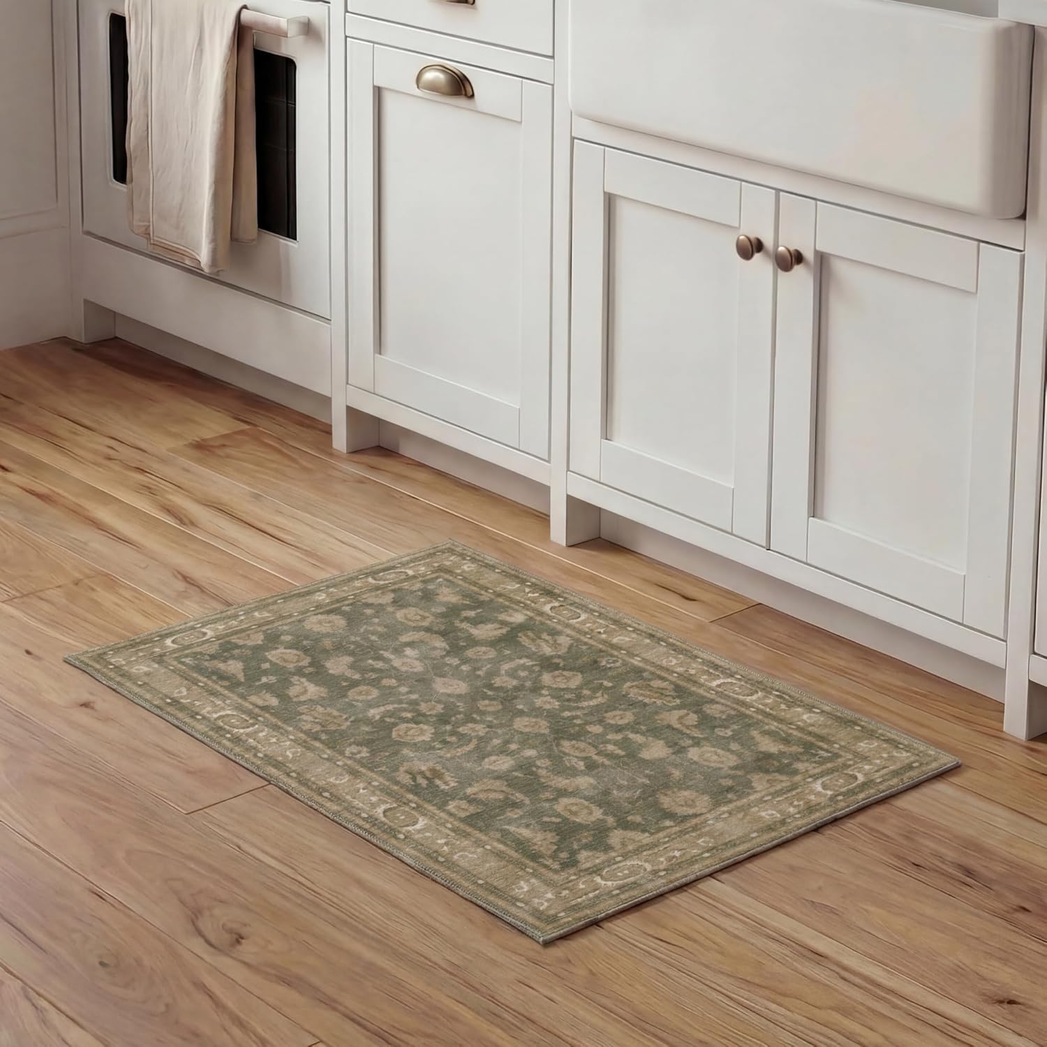 Kuden 2x3 Small Rug, Machine Washable, Non-Slip Backing, Vintage Style, Soft, Low Pile, Area Rugs for Entryway Kitchen Indoor Entrance
