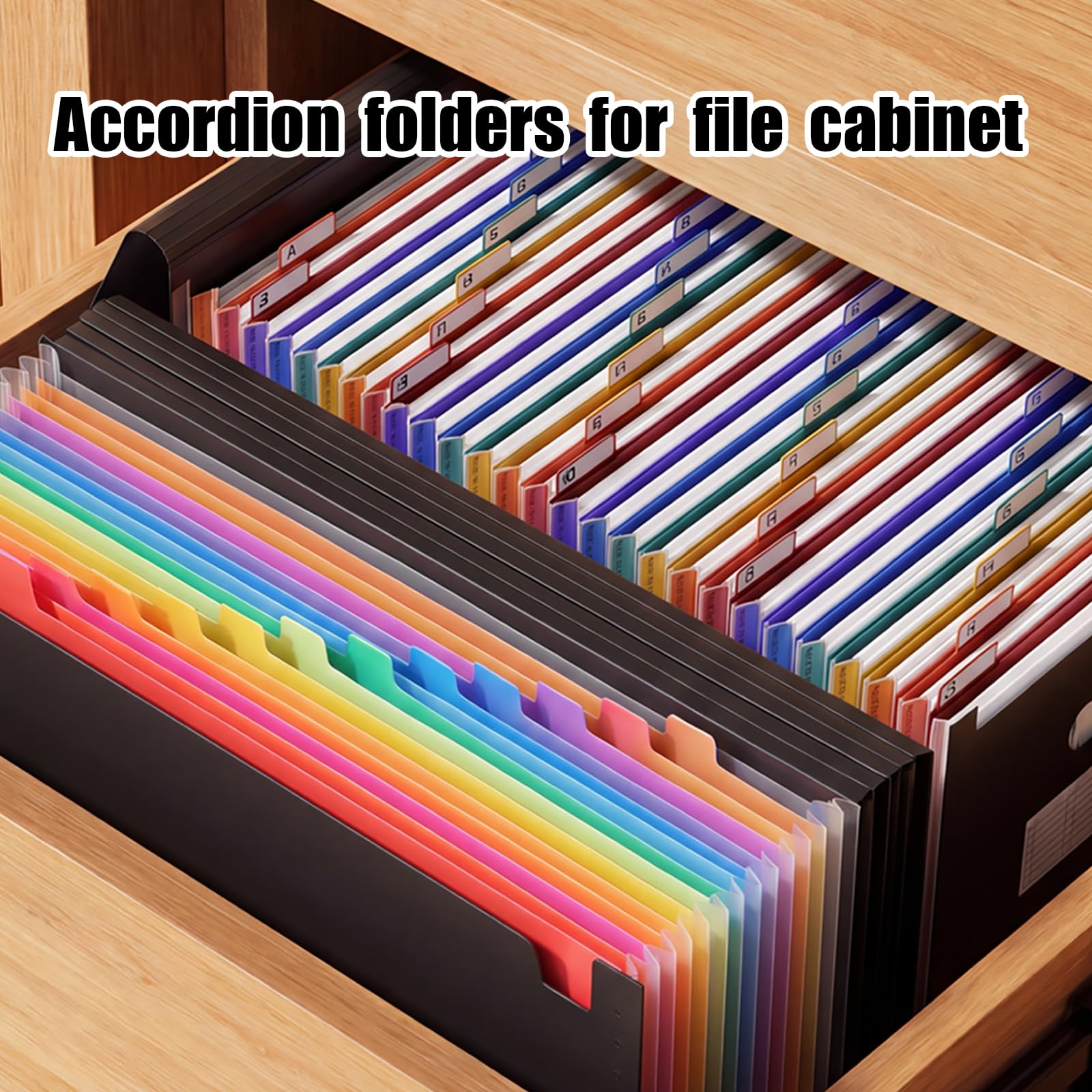 Cartella portadocumenti a fisarmonica con 25 tasche, espandibile, portatile, mensile, per banconote e ricevute, per casa e ufficio, con etichette e pagine trasparenti, formato A4/lettera, 4 confezioni