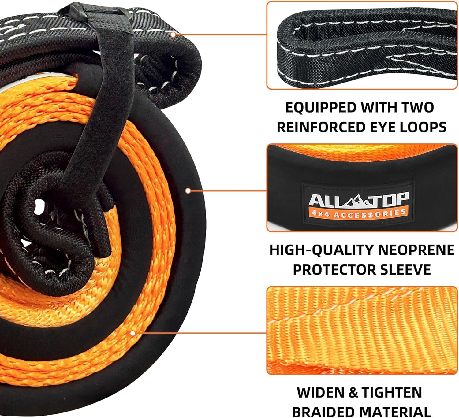 ALL-TOP Tree Saver Strap 3in x 8ft Certified 36000Lbs Break Strength, Emergency Recovery Tow Strap Winch Extension Rope with Oversize Carry Bag - Image 3