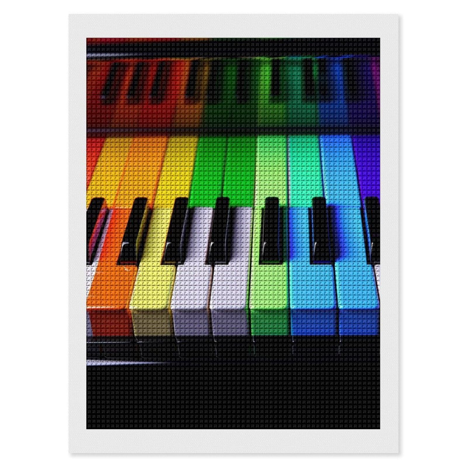 FodPand Colorful Piano Music Rainbow 5D Diamond Painting Kits for Adults Beginners Full Drill Square Diamond Dots Pictures Gem Art Supplies for Home Wall Room Decoration DIY Craft Set Gift 12x16
