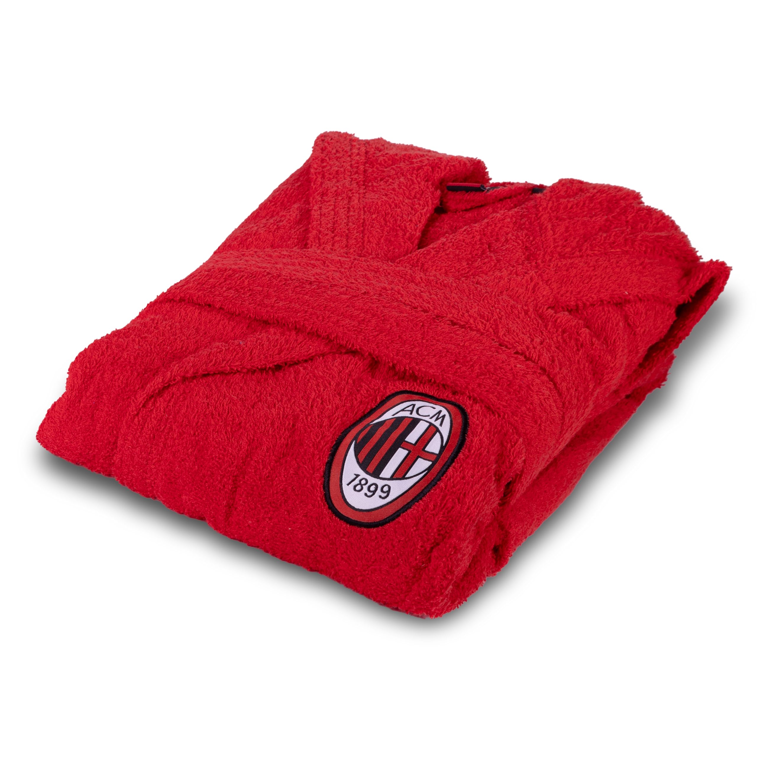 Milan, Accappatoio con Cappuccio, Accappatoio Unisex, In Spugna 380 gsm, 100% Cotone, Logo del Milan Lato Cuore