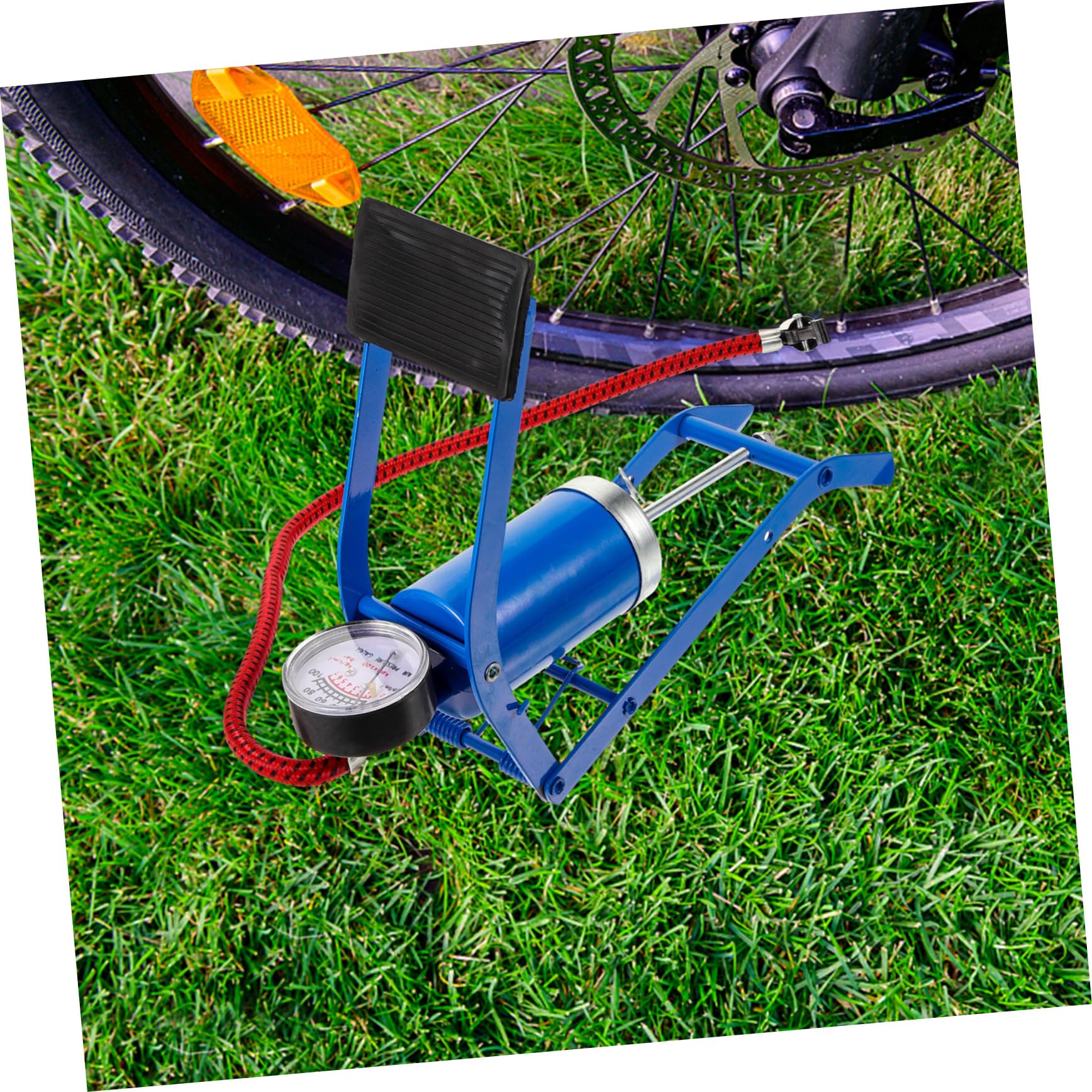 Toddmomy Pompa ad aria da passo Bicicletta piede pompe ciclo per biciclette pompa per ciclo gonfiatore pompe da pavimento pompa a pavimento attivata ferro da stiro Blue