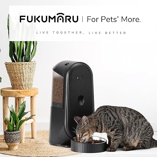 Miniatura 4 de FUKUMARU Comedero automático para gatos, alimentador automático 2 en 1 para mascotas con cámara y audio, compatible con comidas de bricolaje y
