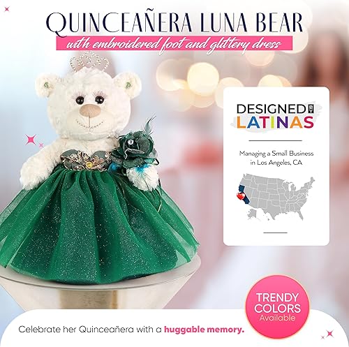 Miniatura 6 de Quinceañera - Oso de peluche con vestido (centro de mesa)  ARC16832-2 (marfil)