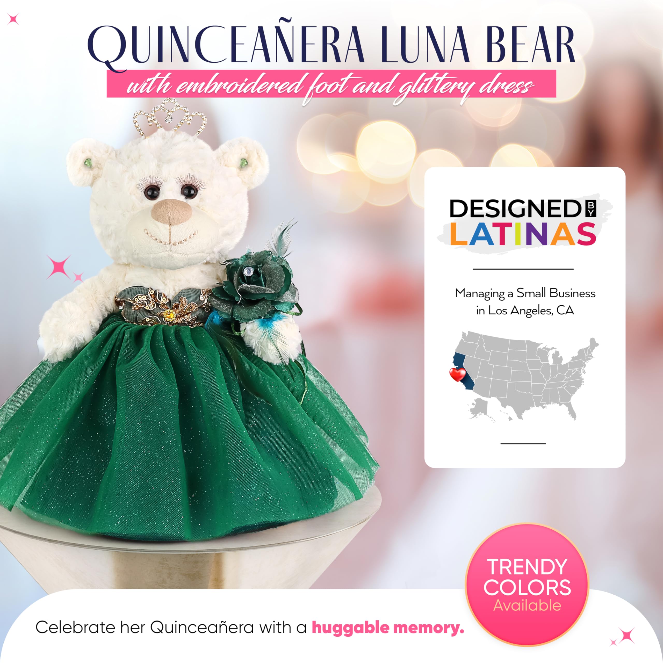 KINNEX COLLECTIONS SINCE 1997 Quitte Anos Letzte Puppe, Teddybär mit Kleid (Mittelstück) ~ 30,5 cm ~ ARC09832-15 (Königsblau)